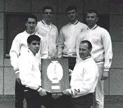 Hazlett, bottom right, and his 1960 York High School State Gymnastics Champions, Elmhurst, Illinois. 