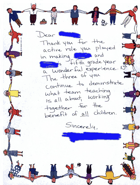 Thank you letter to teaching team