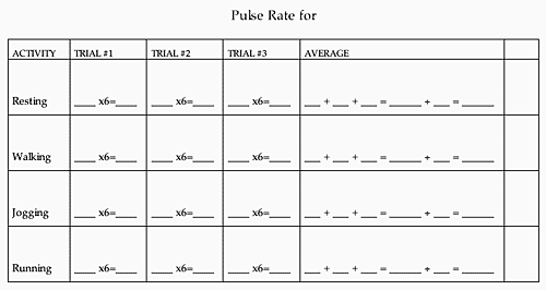 Pulse rate worksheet