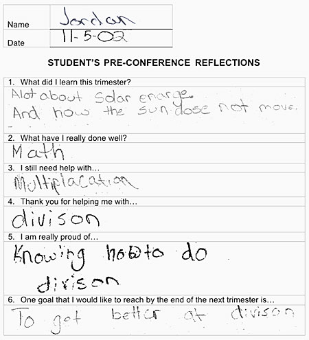 Student pre-conference reflection form