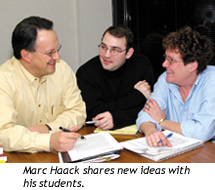 Marc Haack shares new ideas with his students.